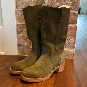 Genuine Frye Campus Riding Boot - Olive Suede Riding Boots